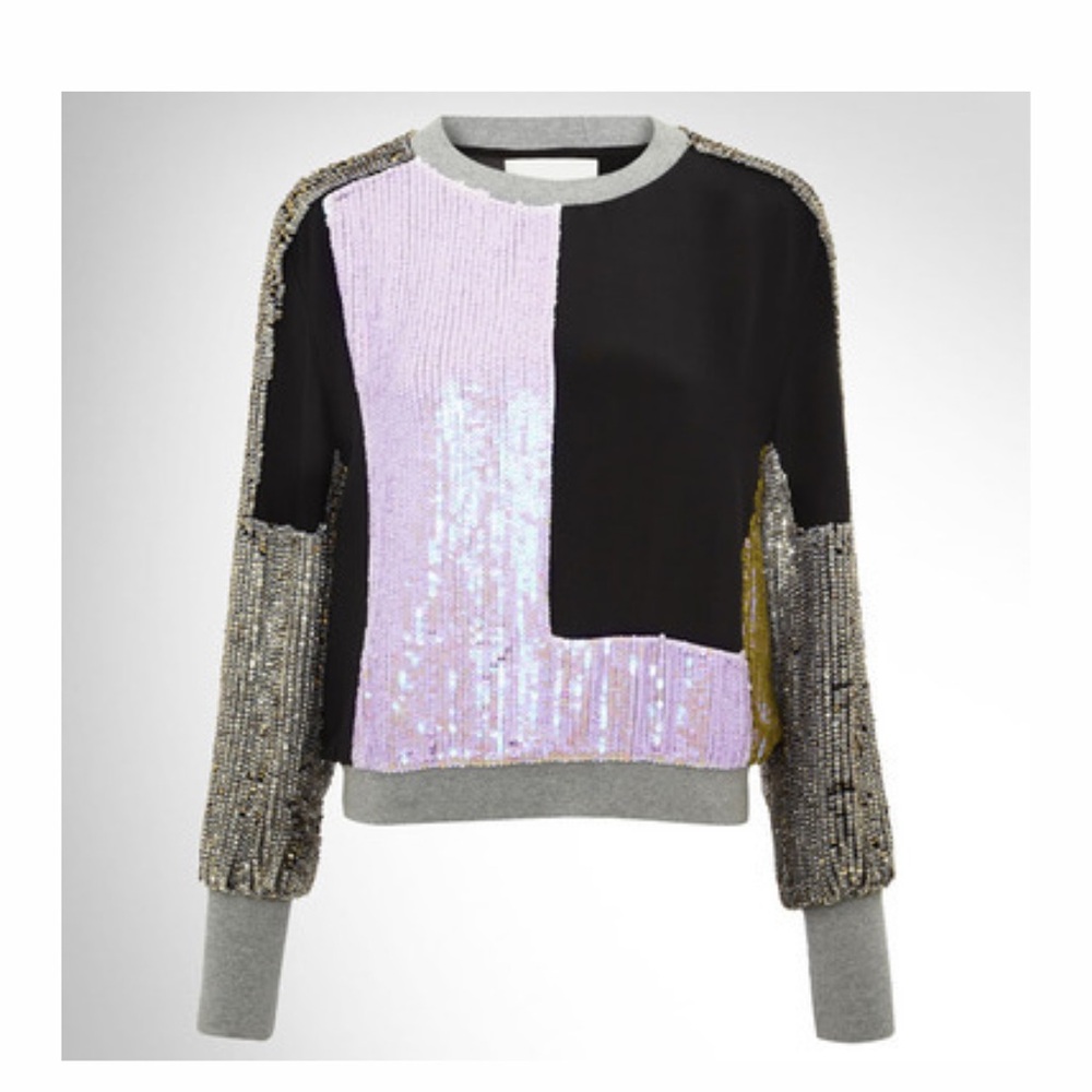 3.1 Phillip Lim Black and Purple Sequin Sweatshirt